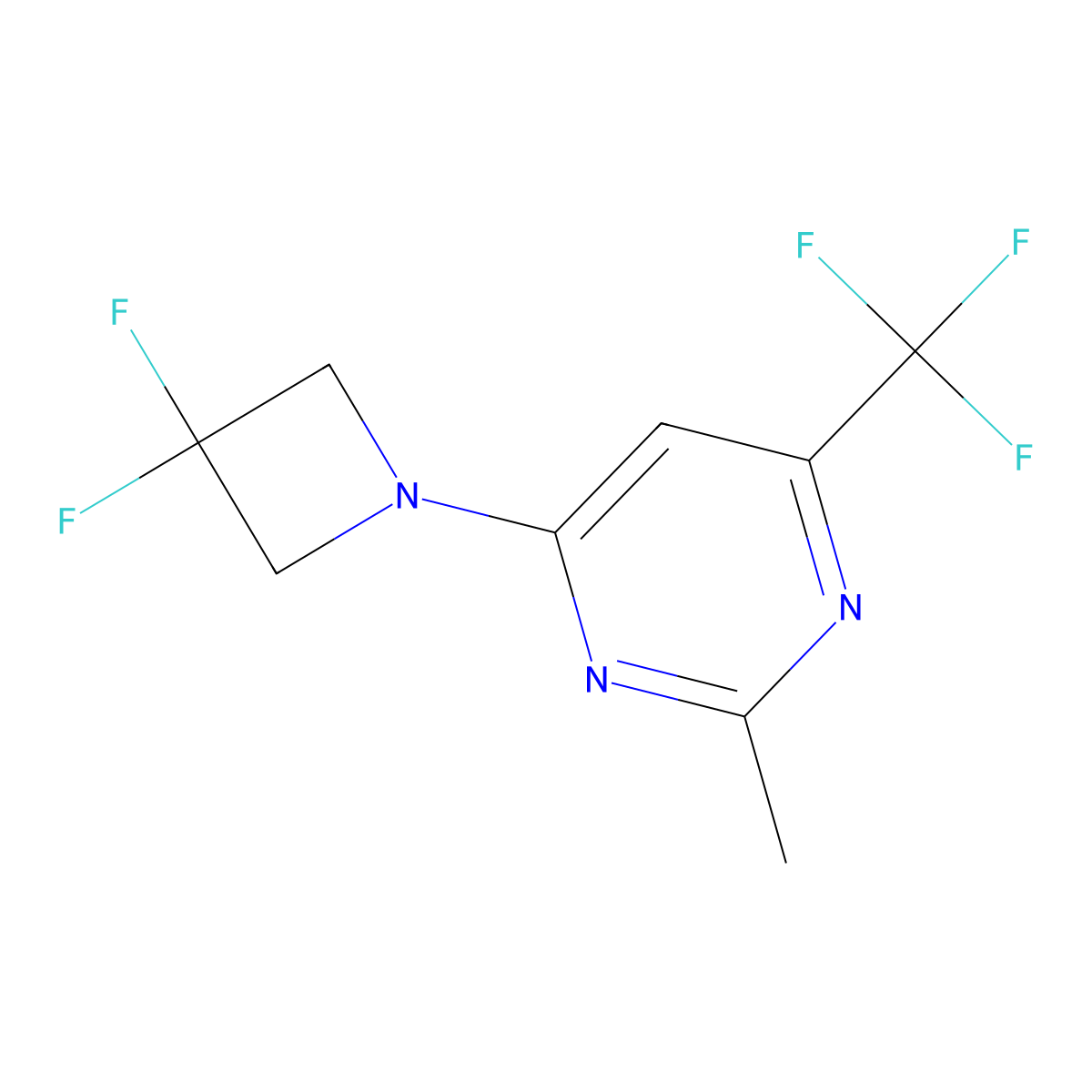4-(3,3-Difluoroazetidin-1-yl)-2-methyl-6-(trifluoromethyl)pyrimidine molecular structure, CAS 3054603-93-6