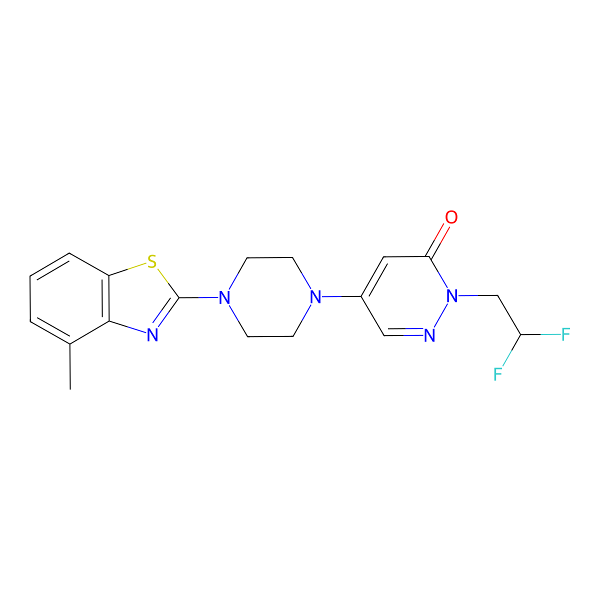 2-(2,2-Difluoroethyl)-5-[4-(4-methyl-1,3-benzothiazol-2-yl)piperazin-1-yl]-2,3-dihydropyridazin-3-one molecular structure, CAS 3054604-12-2