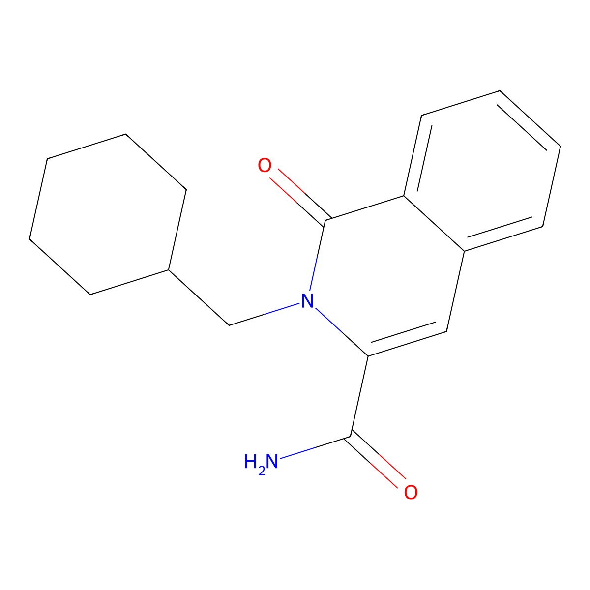 2-(Cyclohexylmethyl)-1-oxo-1,2-dihydroisoquinoline-3-carboxamide molecular structure, CAS 3054604-21-3