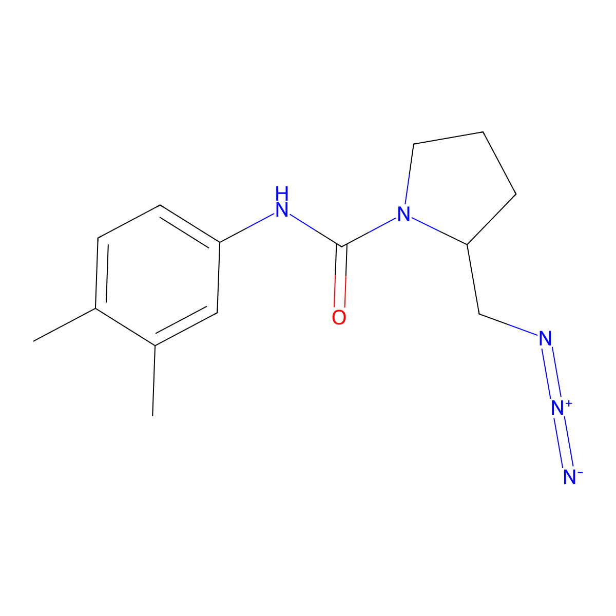 2-(azidomethyl)-N-(3,4-dimethylphenyl)pyrrolidine-1-carboxamide molecular structure, CAS 3054604-30-4