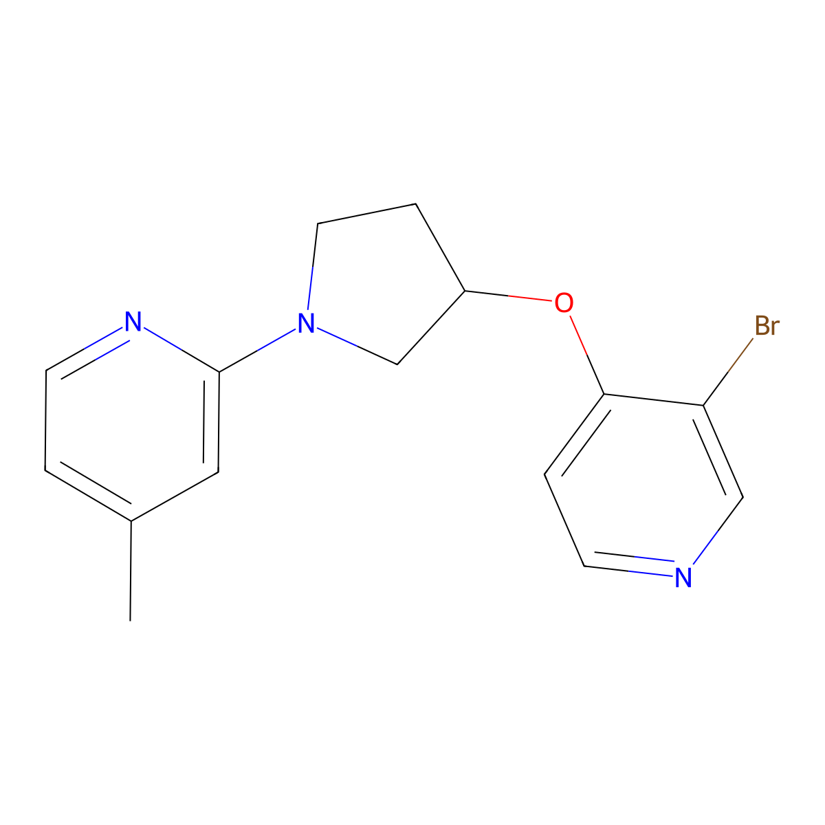 2-{3-[(3-Bromopyridin-4-yl)oxy]pyrrolidin-1-yl}-4-methylpyridine molecular structure, CAS 3054604-40-6