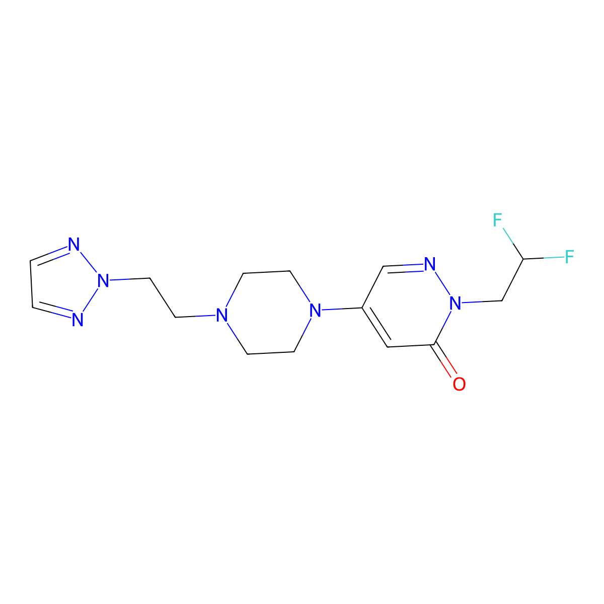 2-(2,2-difluoroethyl)-5-{4-[2-(2H-1,2,3-triazol-2-yl)ethyl]piperazin-1-yl}-2,3-dihydropyridazin-3-one molecular structure, CAS 3054604-46-2