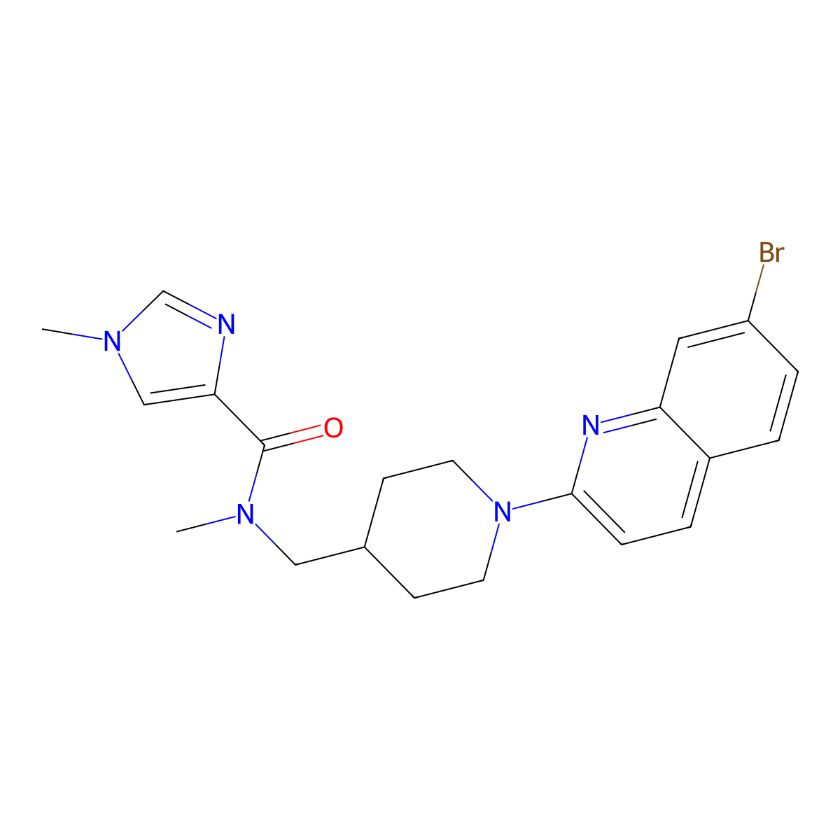 N-{[1-(7-bromoquinolin-2-yl)piperidin-4-yl]methyl}-N,1-dimethyl-1H-imidazole-4-carboxamide molecular structure, CAS 3054604-50-8