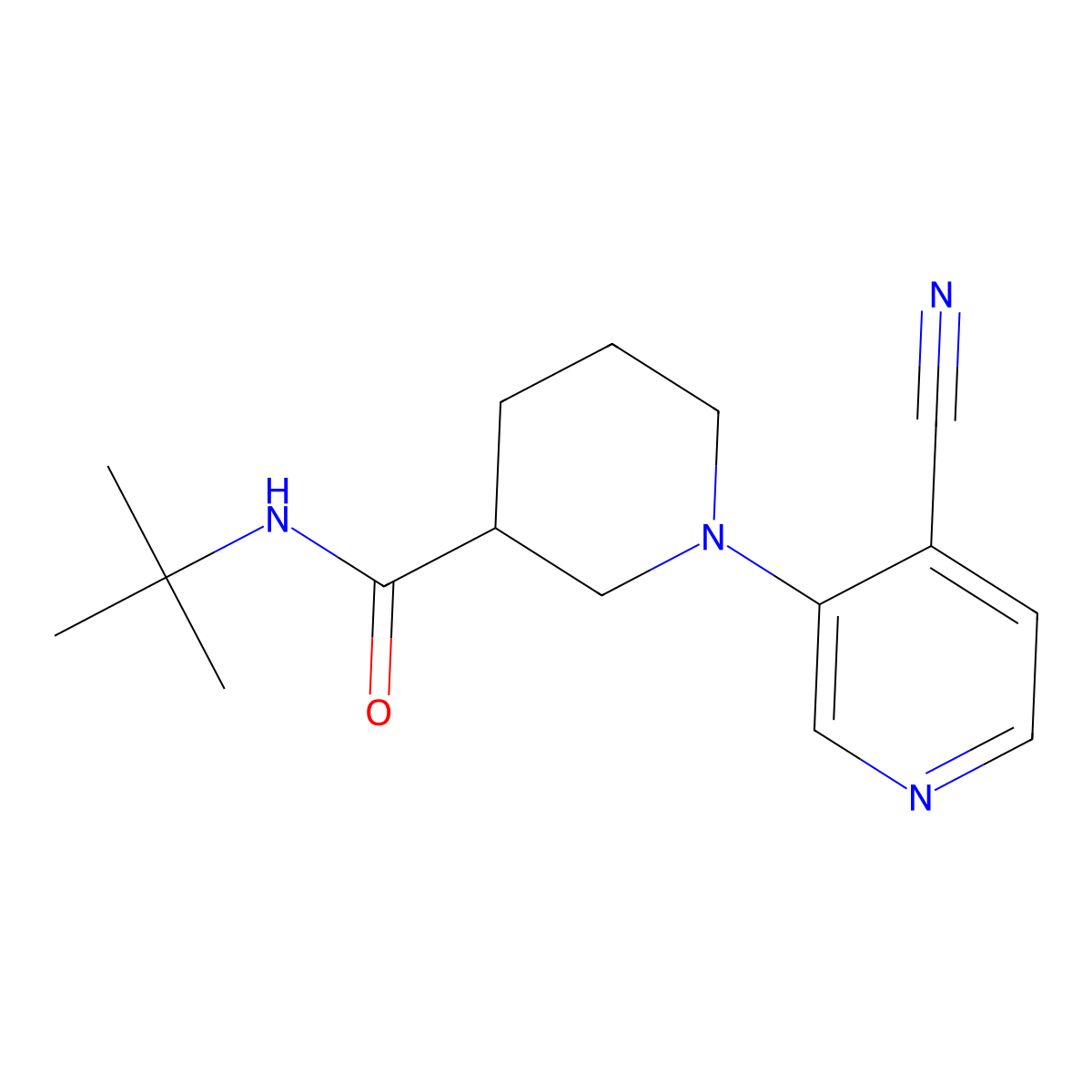 N-tert-butyl-1-(4-cyanopyridin-3-yl)piperidine-3-carboxamide molecular structure, CAS 3054604-51-9