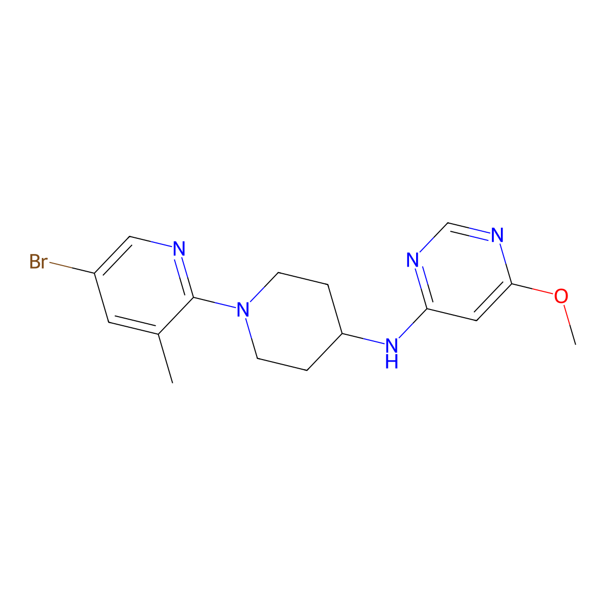 N-[1-(5-bromo-3-methylpyridin-2-yl)piperidin-4-yl]-6-methoxypyrimidin-4-amine molecular structure, CAS 3054604-64-4