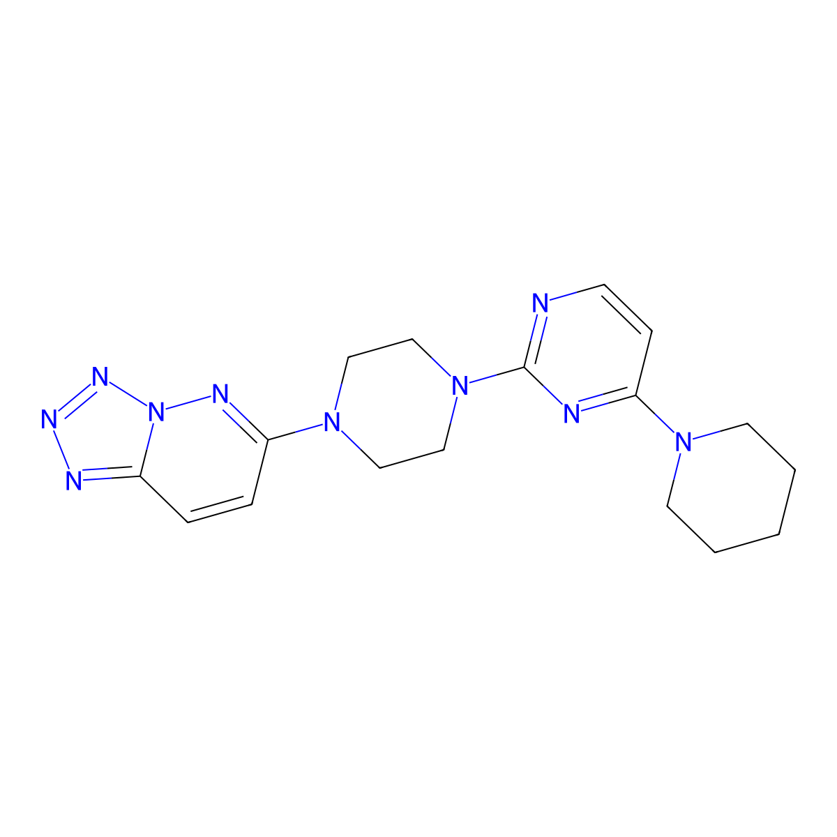 4-(Piperidin-1-yl)-2-(4-{[1,2,3,4]tetrazolo[1,5-b]pyridazin-6-yl}piperazin-1-yl)pyrimidine molecular structure, CAS 3054604-66-6