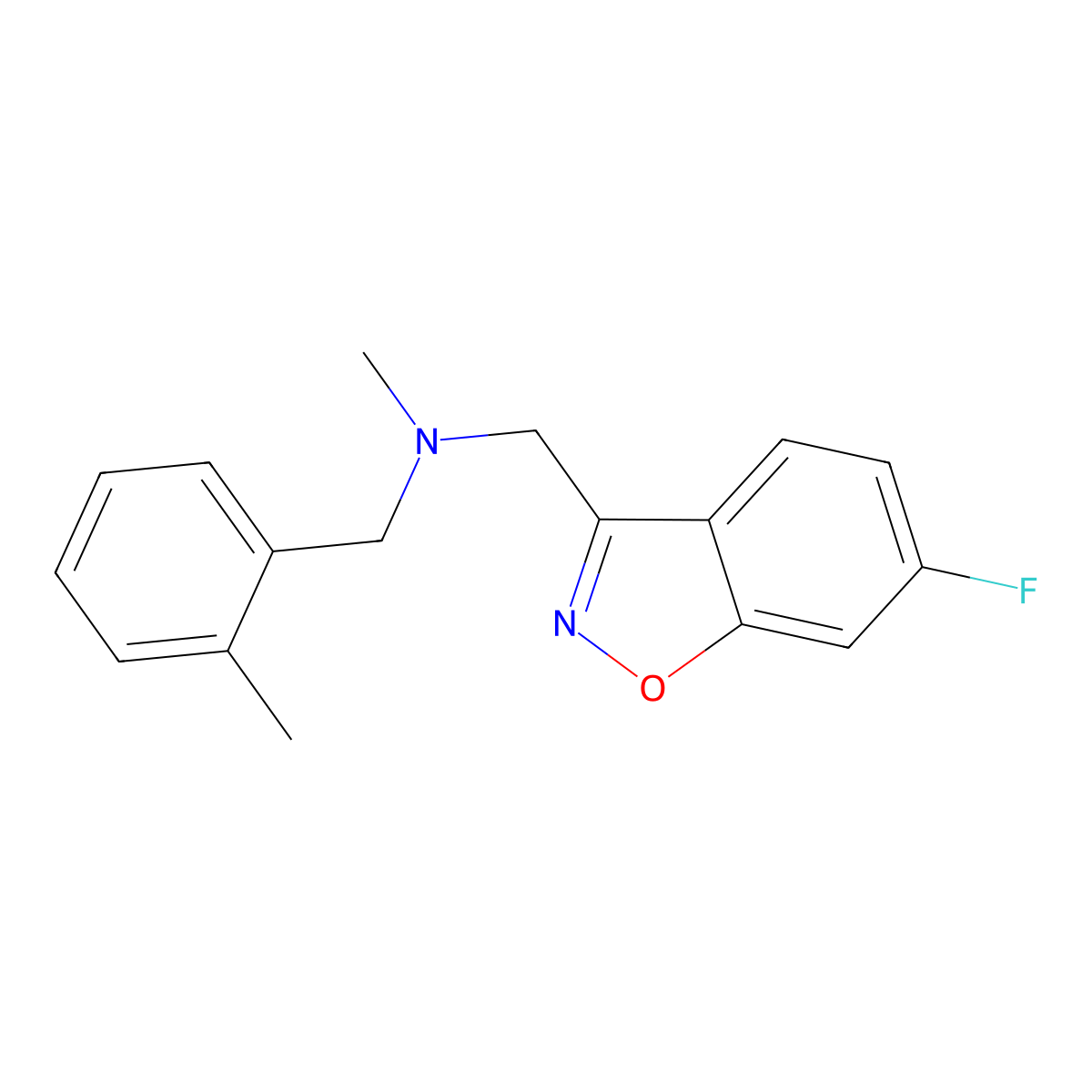 [(6-Fluoro-1,2-benzoxazol-3-yl)methyl](methyl)[(2-methylphenyl)methyl]amine molecular structure, CAS 3054604-69-9