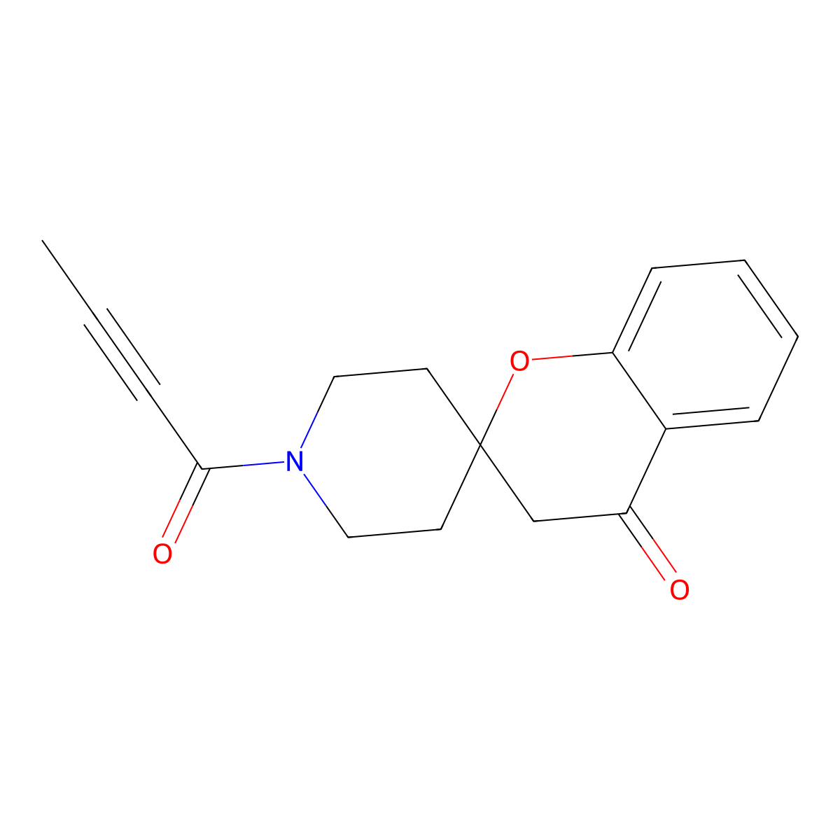 1-(But-2-ynoyl)-3,4-dihydrospiro[1-benzopyran-2,4-piperidin]-4-one molecular structure, CAS 3054604-73-5