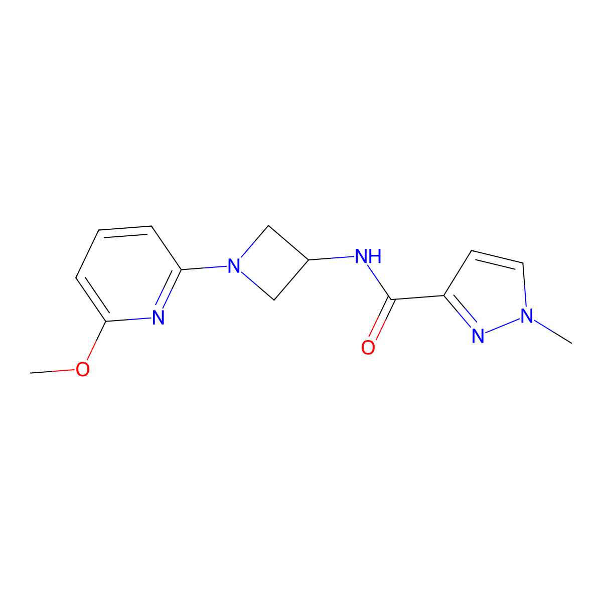 N-[1-(6-methoxypyridin-2-yl)azetidin-3-yl]-1-methyl-1H-pyrazole-3-carboxamide molecular structure, CAS 3054604-77-9