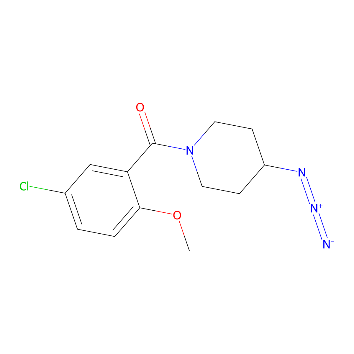 4-Azido-1-(5-chloro-2-methoxybenzoyl)piperidine molecular structure, CAS 3054604-81-5