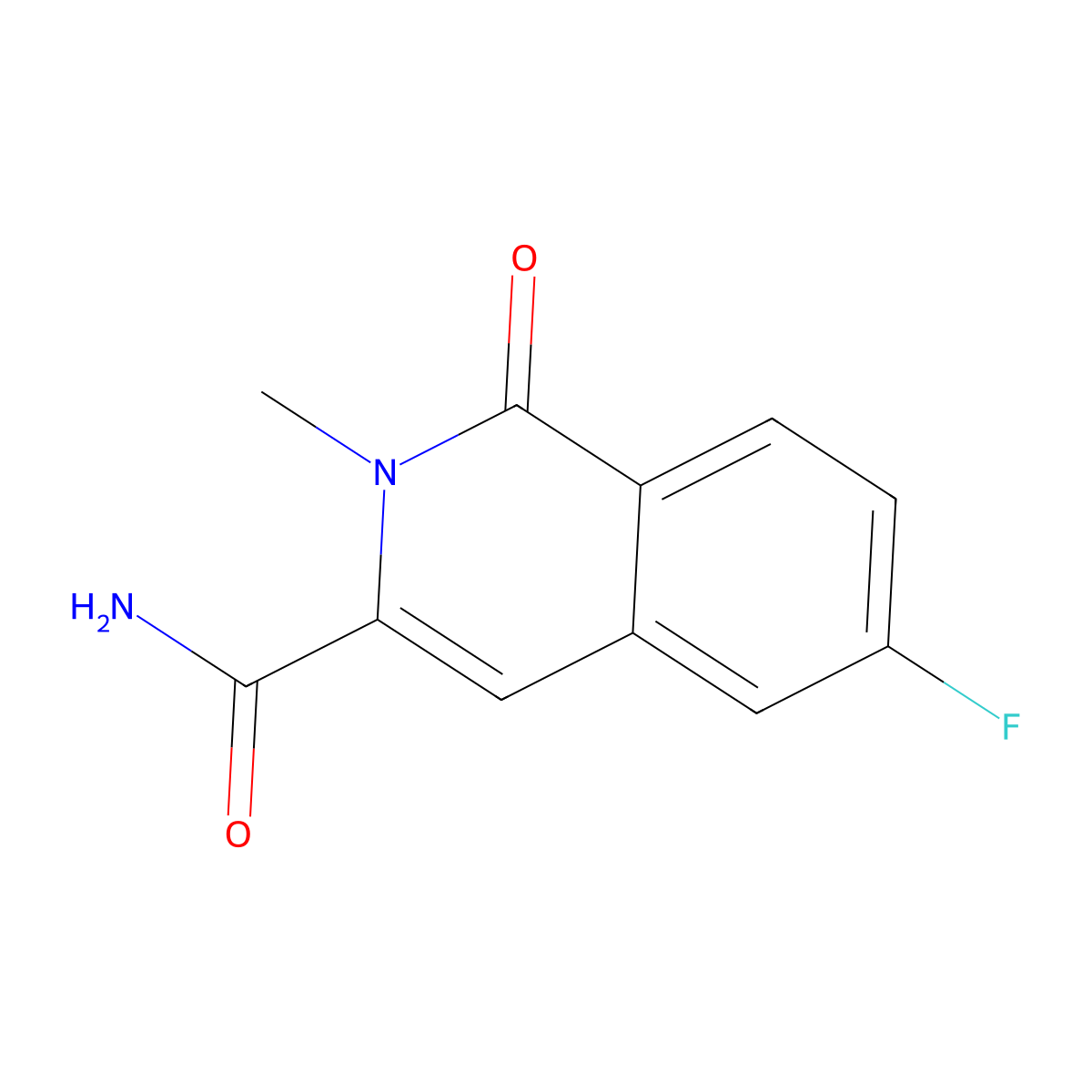 6-Fluoro-2-methyl-1-oxo-1,2-dihydroisoquinoline-3-carboxamide molecular structure, CAS 3054604-84-8