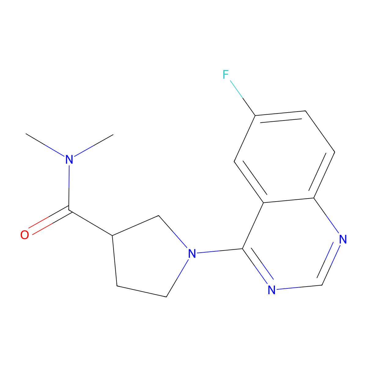 1-(6-fluoroquinazolin-4-yl)-N,N-dimethylpyrrolidine-3-carboxamide molecular structure, CAS 3054604-86-0