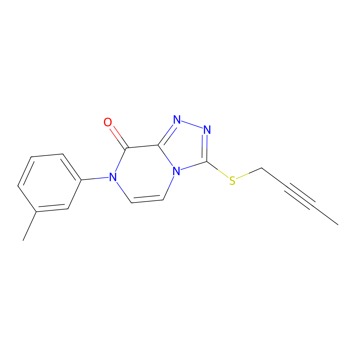 3-(but-2-yn-1-ylsulfanyl)-7-(3-methylphenyl)-7H,8H-[1,2,4]triazolo[4,3-a]pyrazin-8-one molecular structure, CAS 3054604-94-0