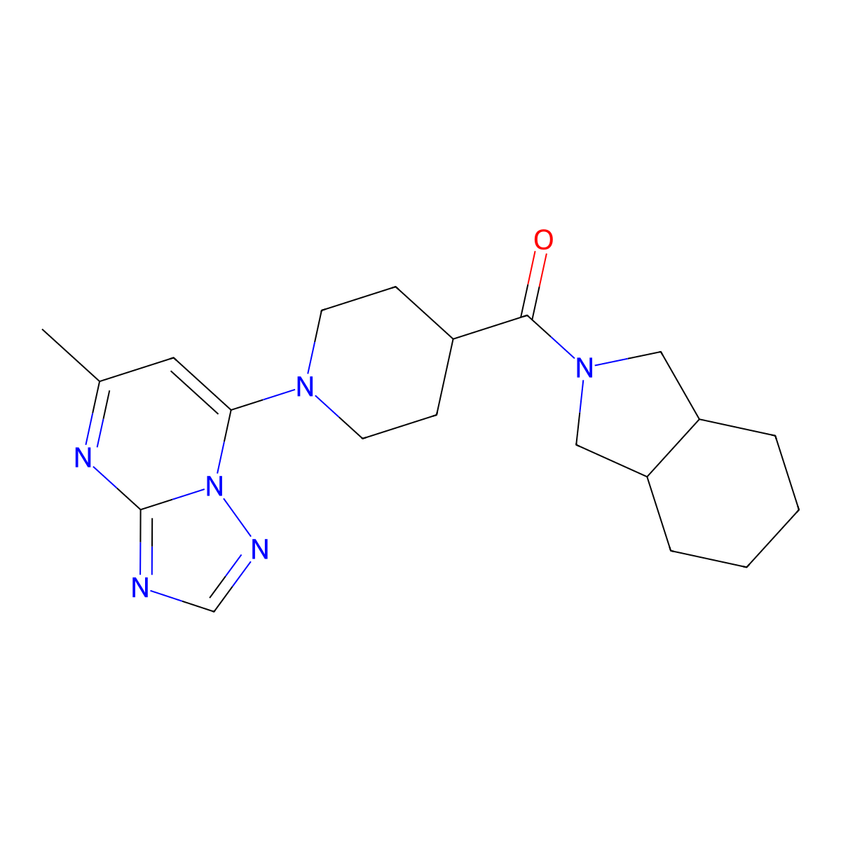 2-(1-{5-methyl-[1,2,4]triazolo[1,5-a]pyrimidin-7-yl}piperidine-4-carbonyl)-octahydro-1H-isoindole molecular structure, CAS 3054604-95-1