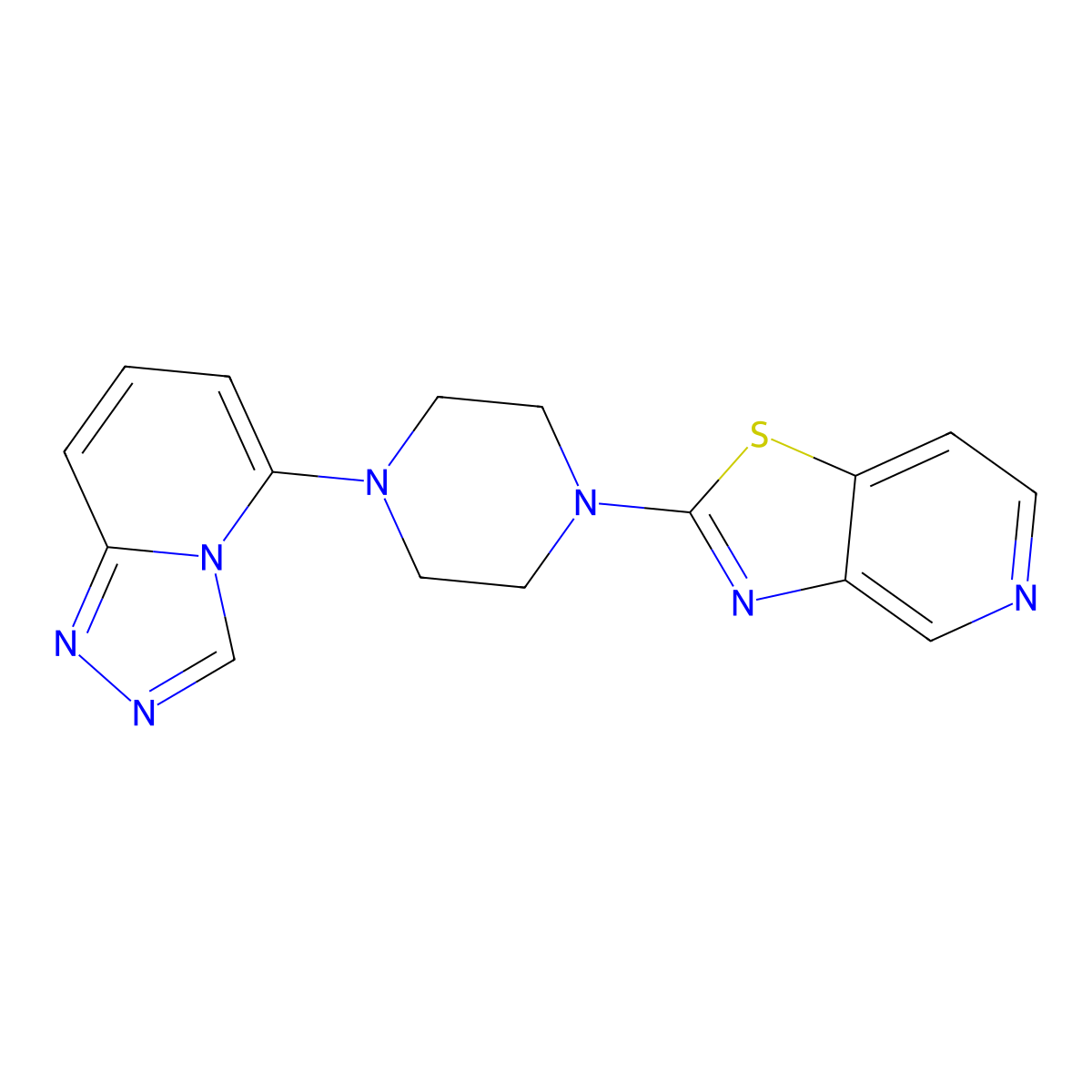 1-{[1,3]Thiazolo[4,5-c]pyridin-2-yl}-4-{[1,2,4]triazolo[4,3-a]pyridin-5-yl}piperazine molecular structure, CAS 3054604-97-3