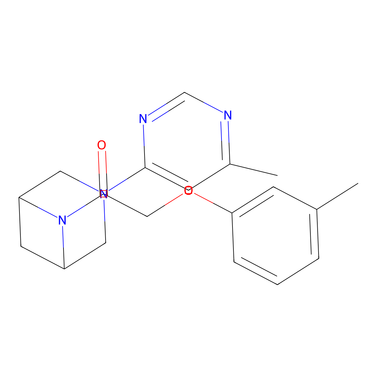 2-(3-Methylphenoxy)-1-[3-(6-methylpyrimidin-4-yl)-3,6-diazabicyclo[3.1.1]heptan-6-yl]ethan-1-one molecular structure, CAS 3054605-00-1