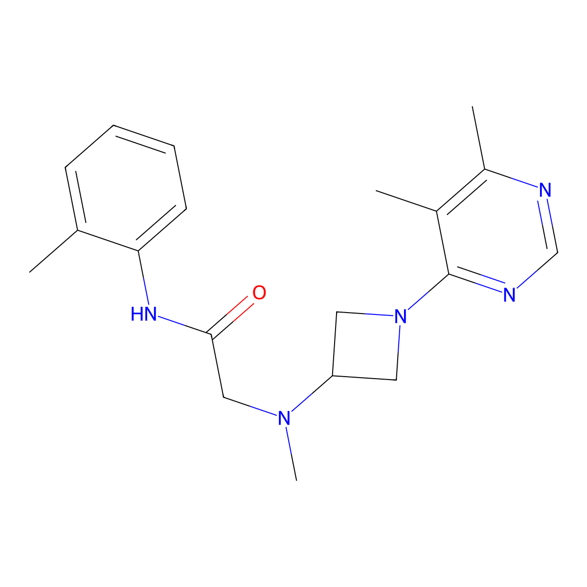 2-[[1-(5,6-dimethylpyrimidin-4-yl)azetidin-3-yl]-methylamino]-N-(2-methylphenyl)acetamide molecular structure, CAS 3054605-01-2