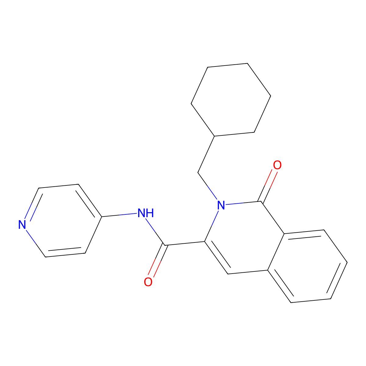 2-(cyclohexylmethyl)-1-oxo-N-pyridin-4-ylisoquinoline-3-carboxamide molecular structure, CAS 3054605-03-4