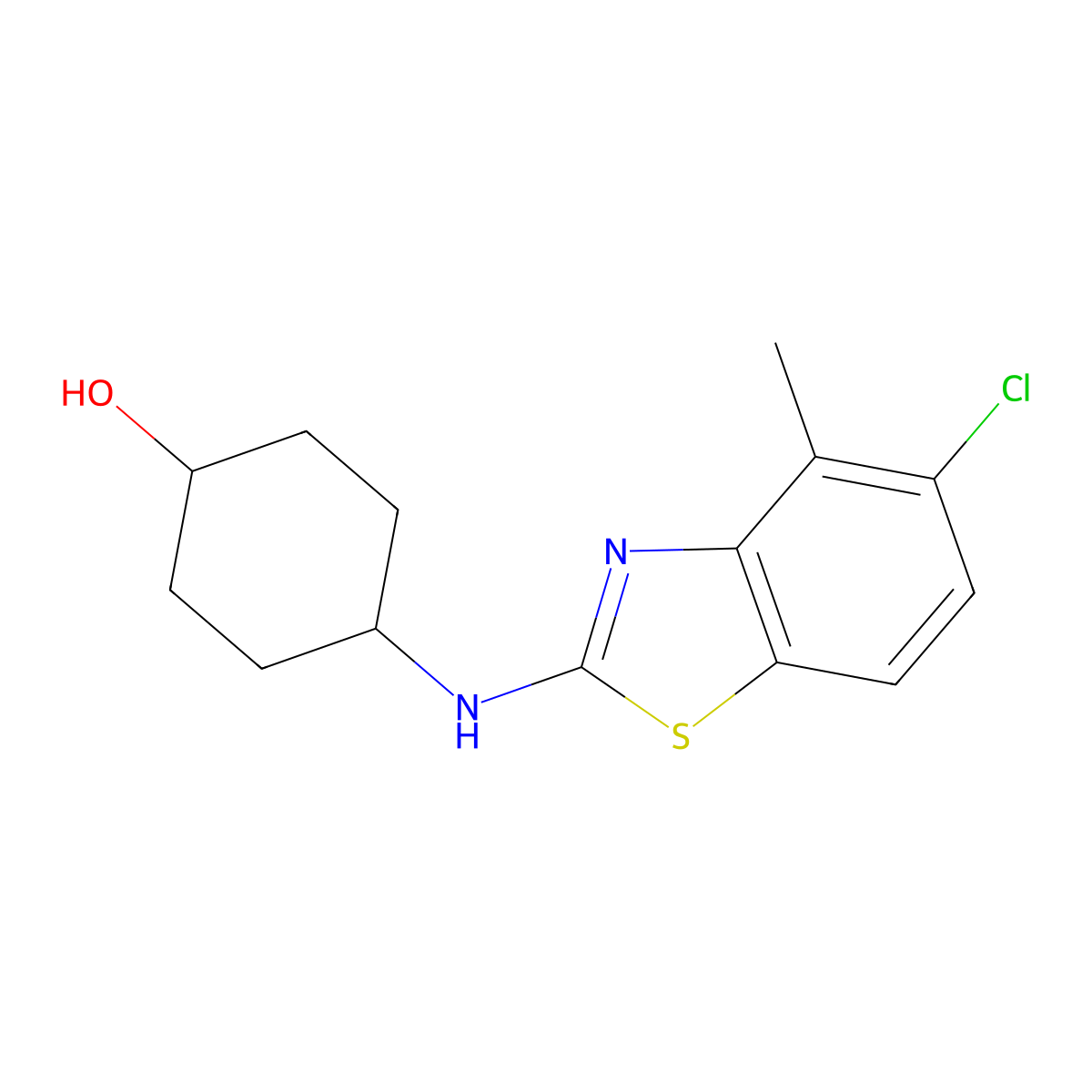 4-[(5-Chloro-4-methyl-1,3-benzothiazol-2-yl)amino]cyclohexan-1-ol molecular structure, CAS 3054605-12-5