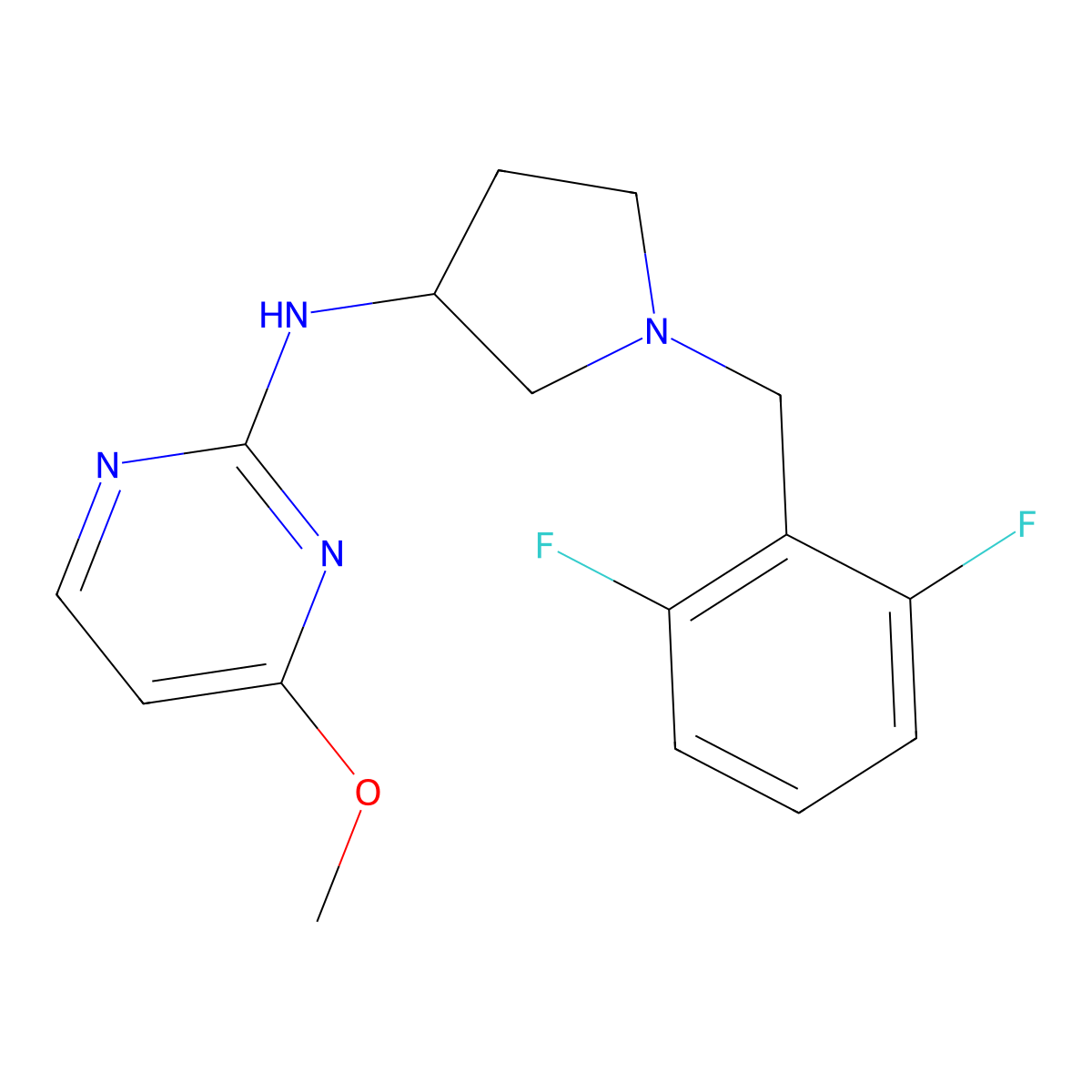 N-{1-[(2,6-difluorophenyl)methyl]pyrrolidin-3-yl}-4-methoxypyrimidin-2-amine molecular structure, CAS 3054605-15-8