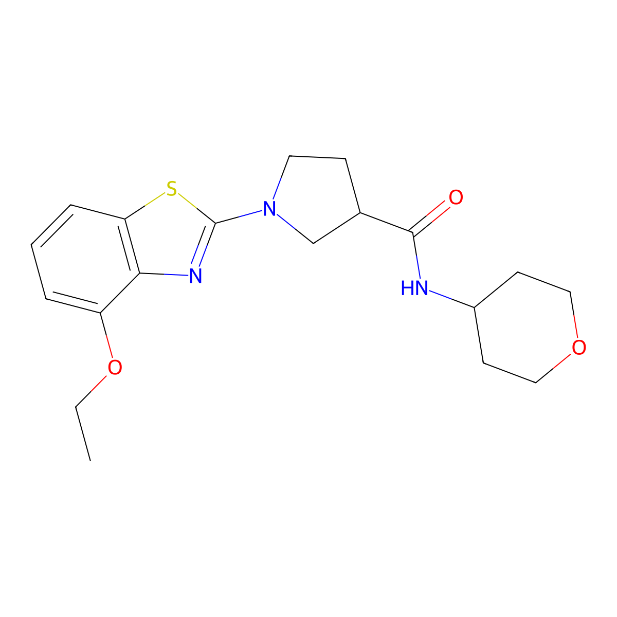 1-(4-ethoxy-1,3-benzothiazol-2-yl)-N-(oxan-4-yl)pyrrolidine-3-carboxamide molecular structure, CAS 3054605-18-1