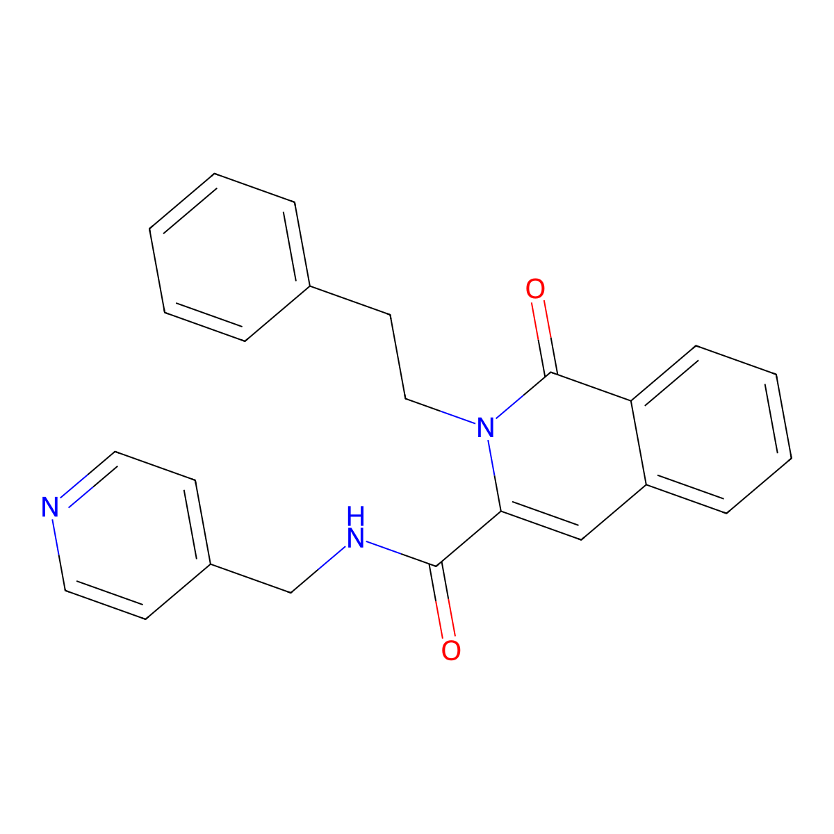 1-oxo-2-(2-phenylethyl)-N-[(pyridin-4-yl)methyl]-1,2-dihydroisoquinoline-3-carboxamide molecular structure, CAS 3054605-21-6