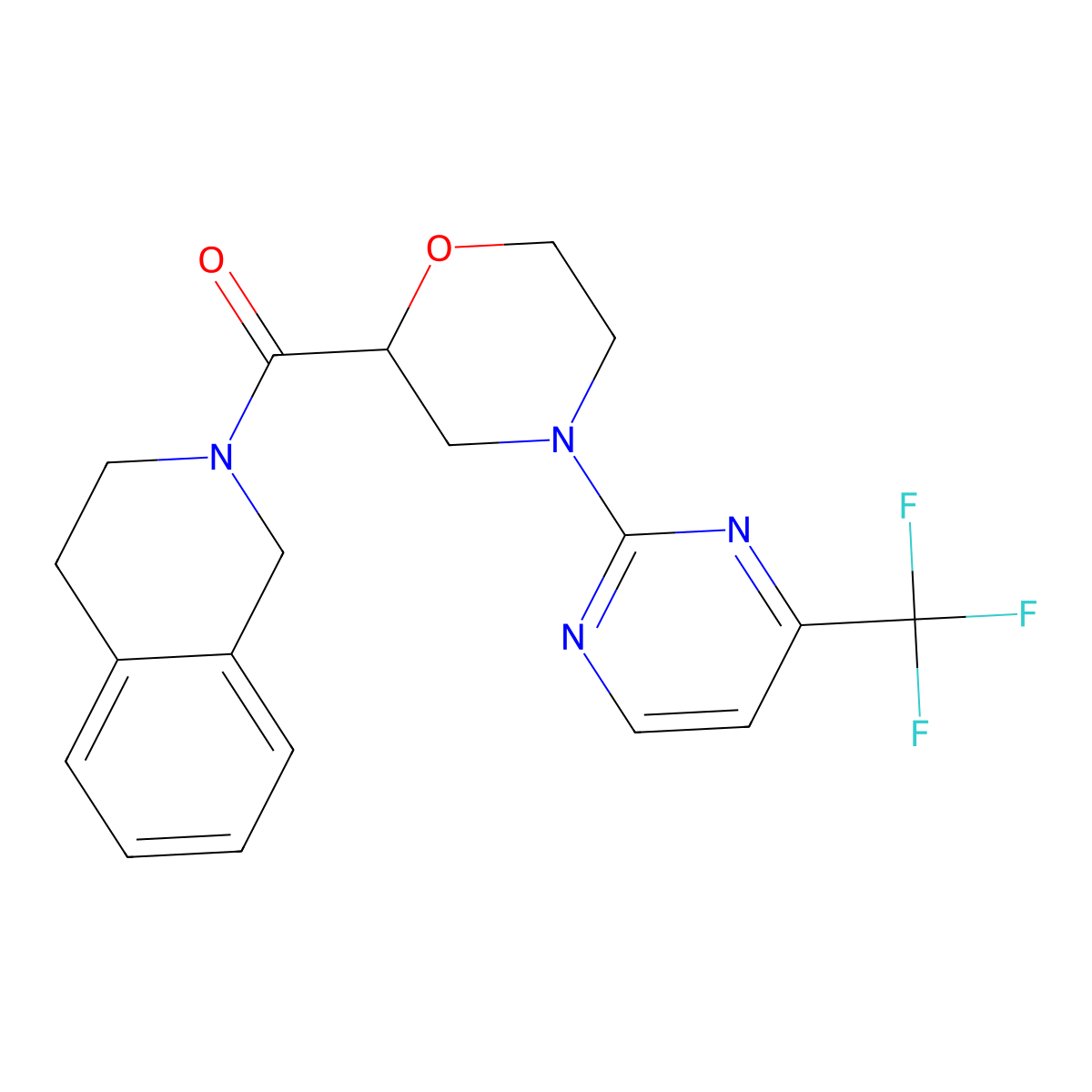 2-{4-[4-(Trifluoromethyl)pyrimidin-2-yl]morpholine-2-carbonyl}-1,2,3,4-tetrahydroisoquinoline molecular structure, CAS 3054605-22-7