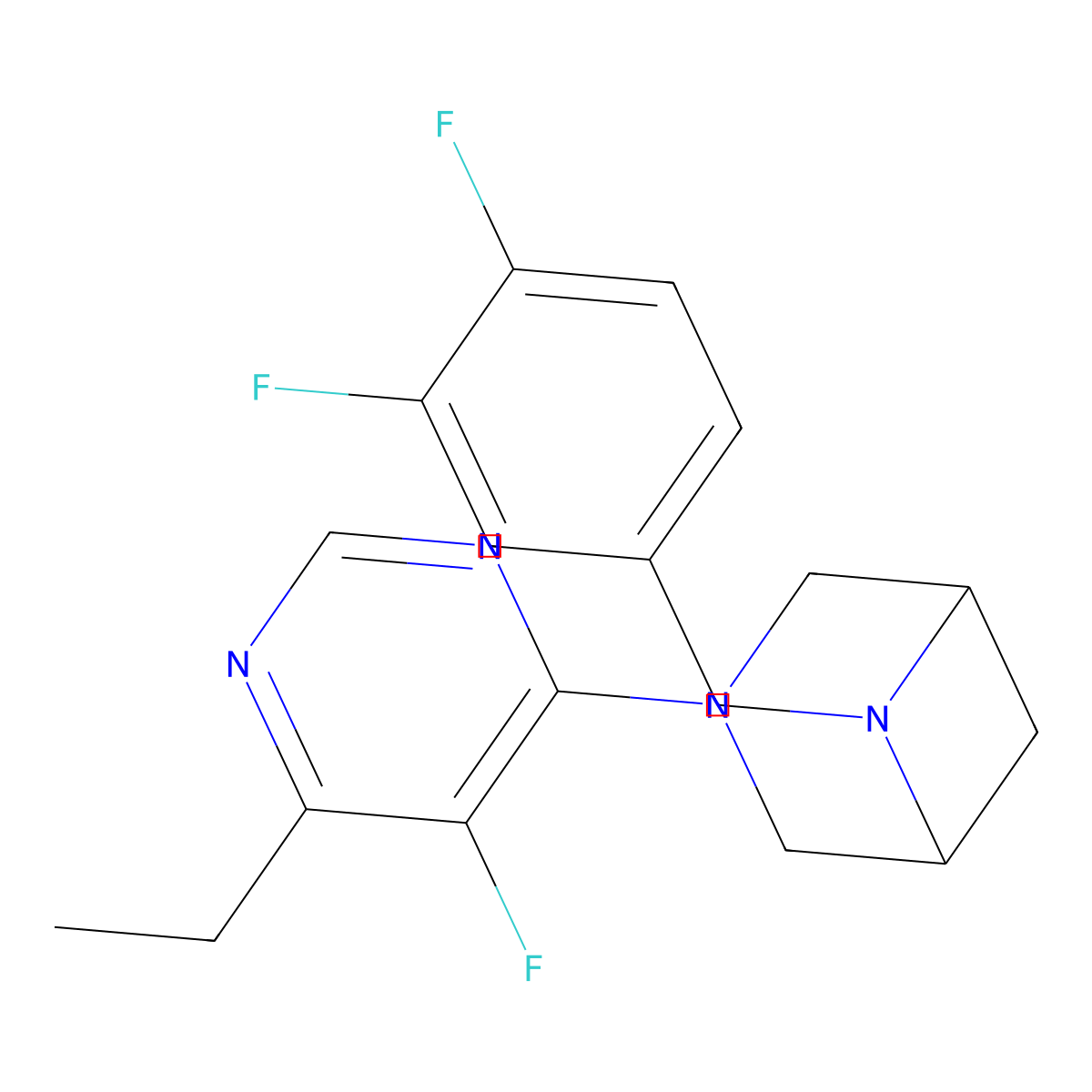 6-[(3,4-Difluorophenyl)methyl]-3-(6-ethyl-5-fluoropyrimidin-4-yl)-3,6-diazabicyclo[3.1.1]heptane molecular structure, CAS 3054605-23-8