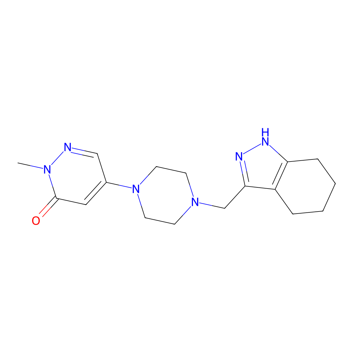 2-methyl-5-{4-[(4,5,6,7-tetrahydro-1H-indazol-3-yl)methyl]piperazin-1-yl}-2,3-dihydropyridazin-3-one molecular structure, CAS 3054605-25-0