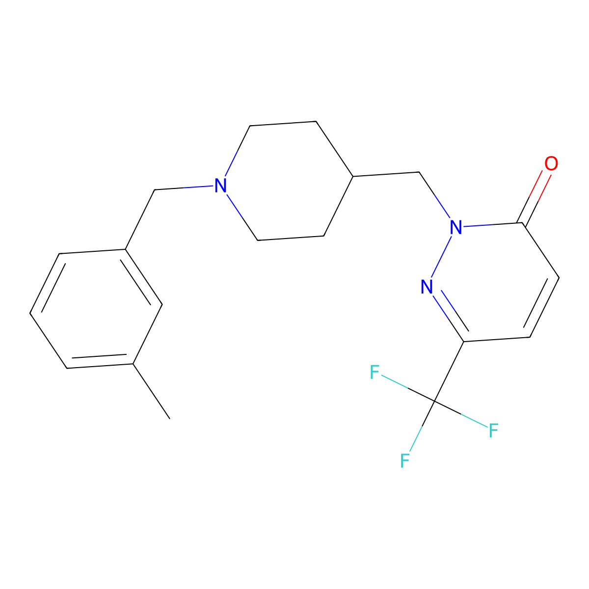 2-({1-[(3-Methylphenyl)methyl]piperidin-4-yl}methyl)-6-(trifluoromethyl)-2,3-dihydropyridazin-3-one molecular structure, CAS 3054605-29-4