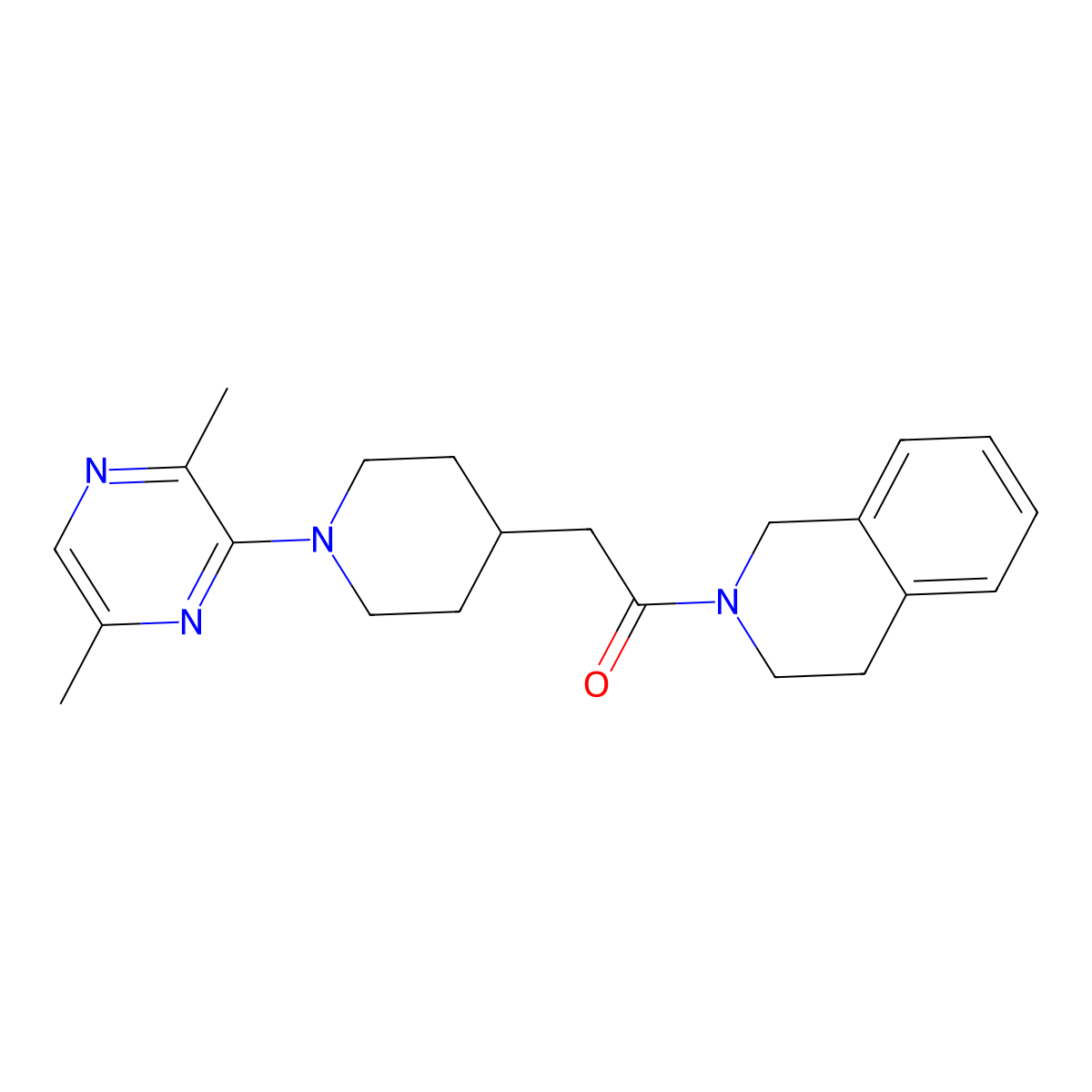 2-[1-(3,6-Dimethylpyrazin-2-yl)piperidin-4-yl]-1-(1,2,3,4-tetrahydroisoquinolin-2-yl)ethan-1-one molecular structure, CAS 3054605-35-2
