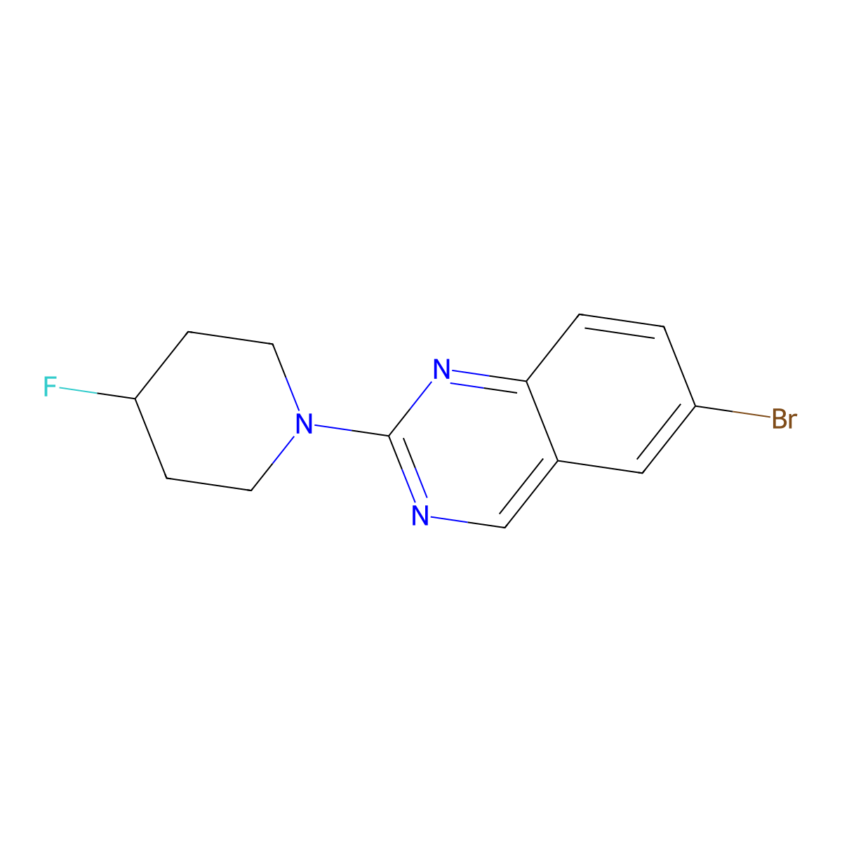 6-Bromo-2-(4-fluoropiperidin-1-yl)quinazoline molecular structure, CAS 3054605-45-4