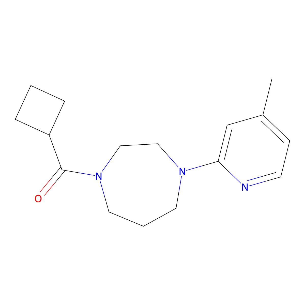 1-Cyclobutanecarbonyl-4-(4-methylpyridin-2-yl)-1,4-diazepane molecular structure, CAS 3054605-56-7