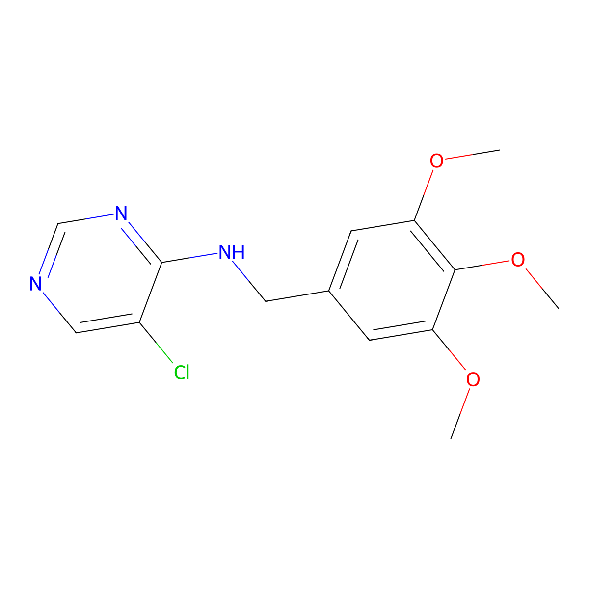 5-chloro-N-[(3,4,5-trimethoxyphenyl)methyl]pyrimidin-4-amine molecular structure, CAS 3054605-63-6