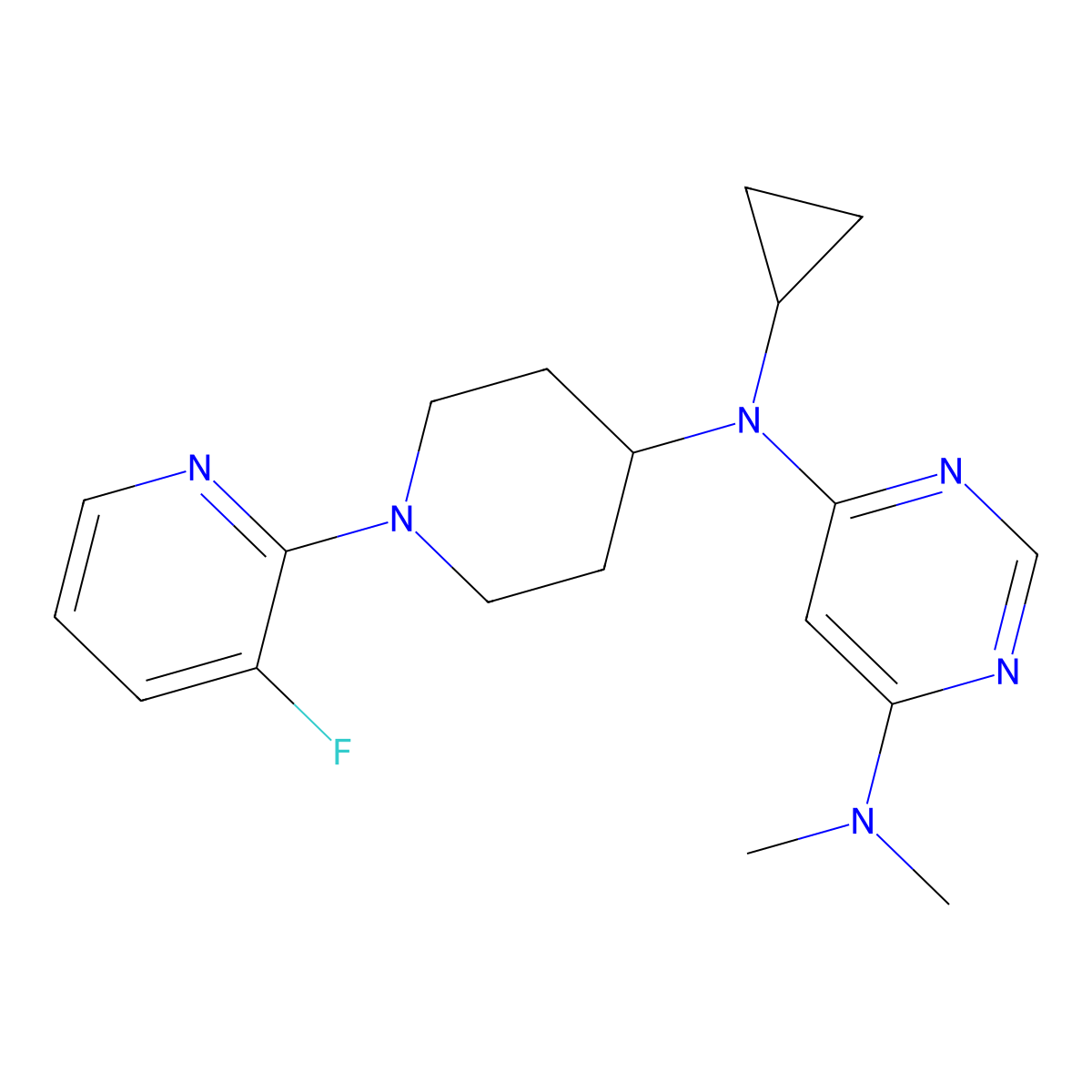 N4-cyclopropyl-N4-[1-(3-fluoropyridin-2-yl)piperidin-4-yl]-N6,N6-dimethylpyrimidine-4,6-diamine molecular structure, CAS 3054605-65-8