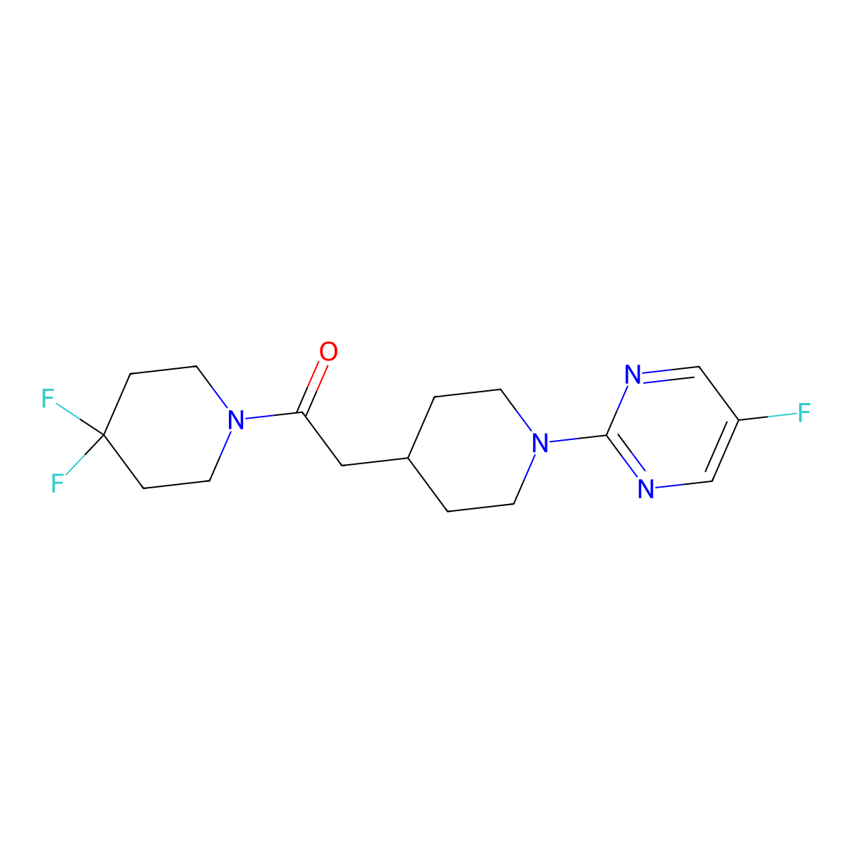 1-(4,4-Difluoropiperidin-1-yl)-2-[1-(5-fluoropyrimidin-2-yl)piperidin-4-yl]ethan-1-one molecular structure, CAS 3054605-67-0