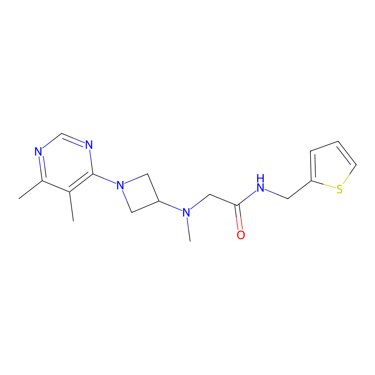 2-{[1-(5,6-dimethylpyrimidin-4-yl)azetidin-3-yl](methyl)amino}-N-[(thiophen-2-yl)methyl]acetamide molecular structure, CAS 3054605-71-6