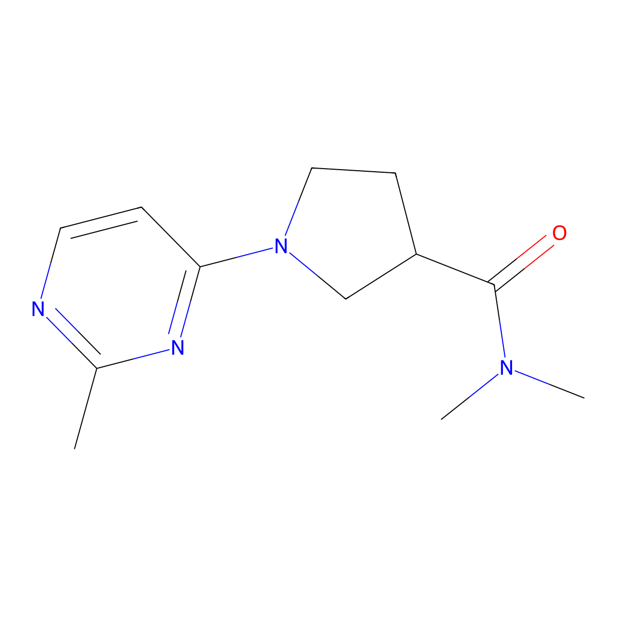 N,N-dimethyl-1-(2-methylpyrimidin-4-yl)pyrrolidine-3-carboxamide molecular structure, CAS 3054605-72-7