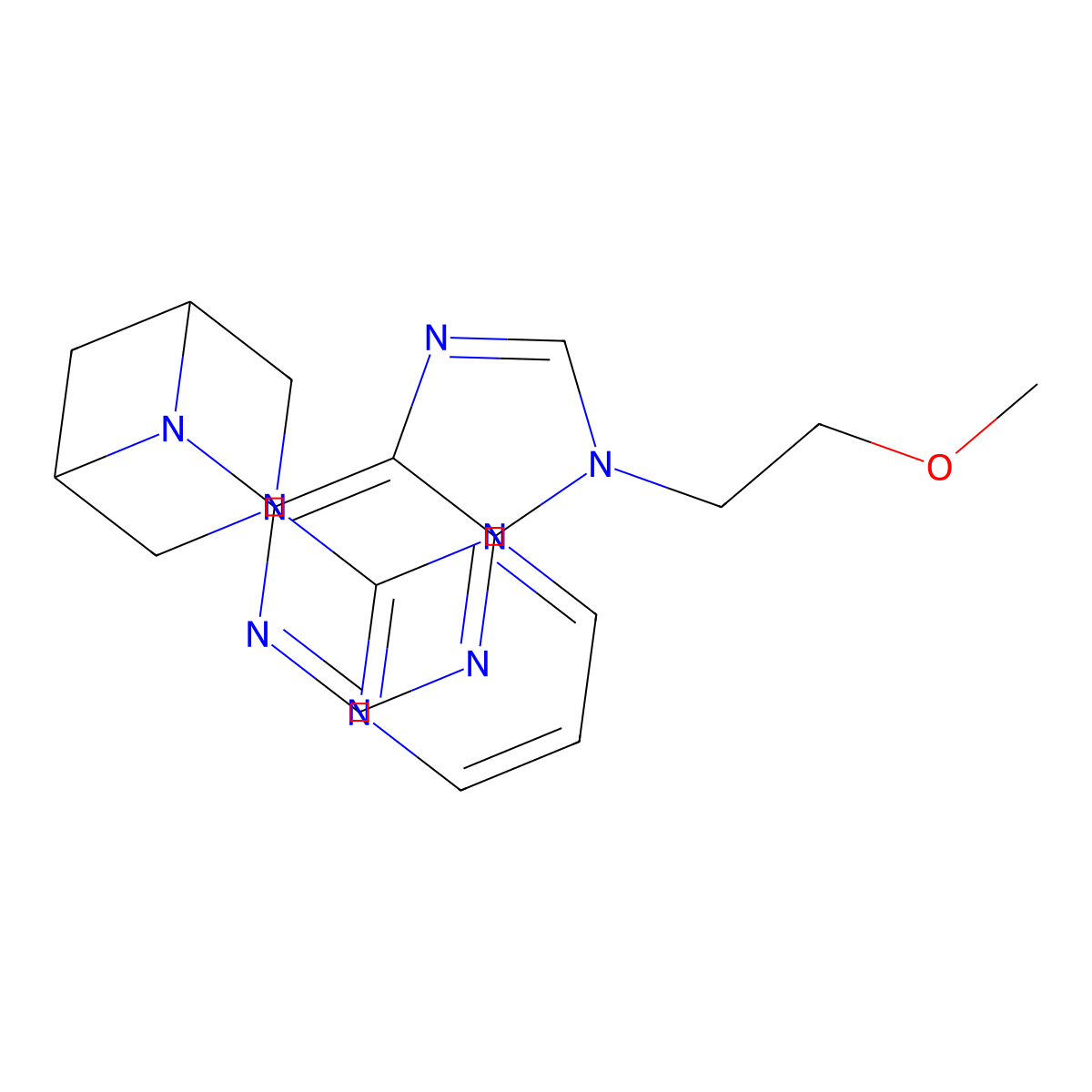 9-(2-methoxyethyl)-6-[3-(pyrimidin-2-yl)-3,6-diazabicyclo[3.1.1]heptan-6-yl]-9H-purine molecular structure, CAS 3054605-77-2