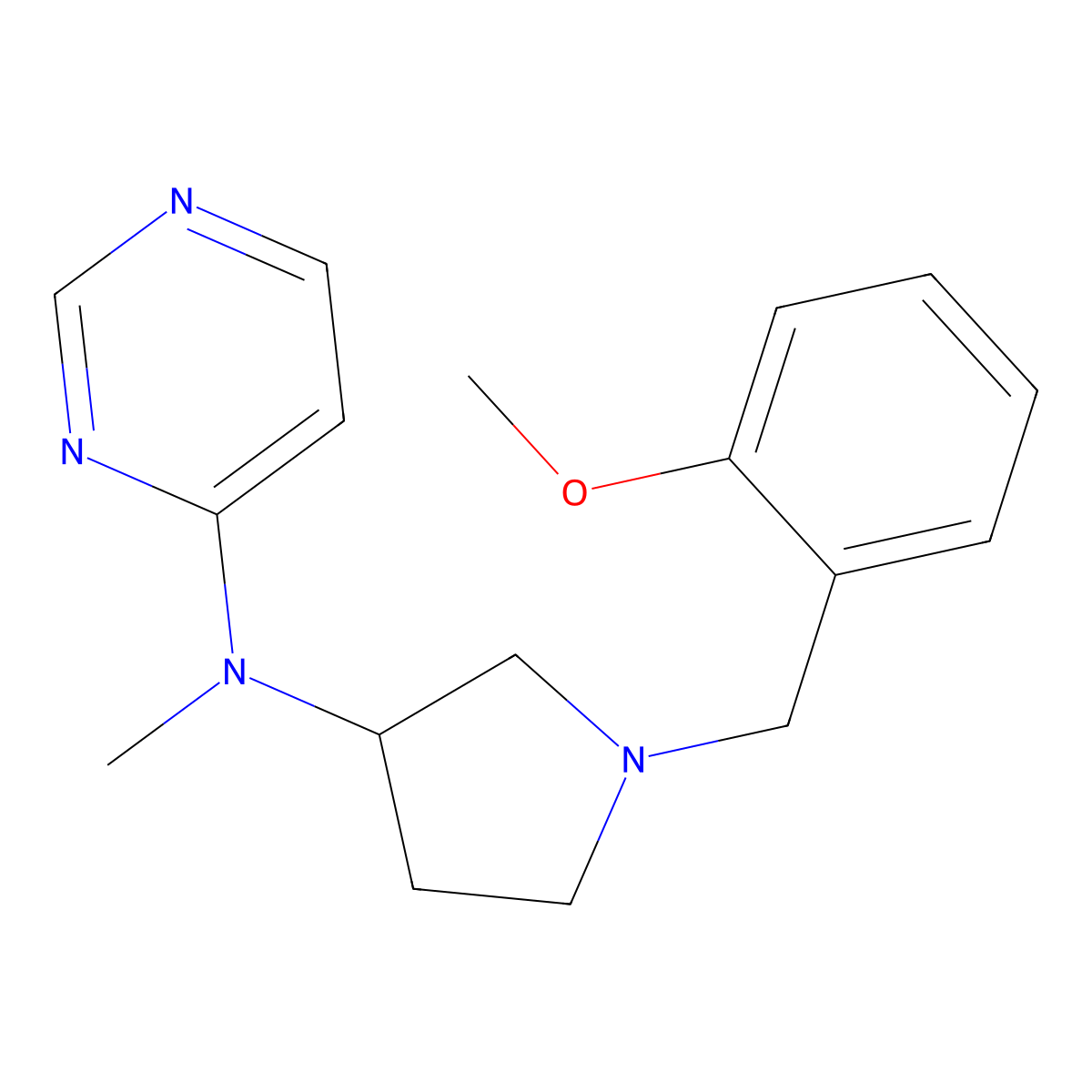 N-{1-[(2-methoxyphenyl)methyl]pyrrolidin-3-yl}-N-methylpyrimidin-4-amine molecular structure, CAS 3054605-79-4