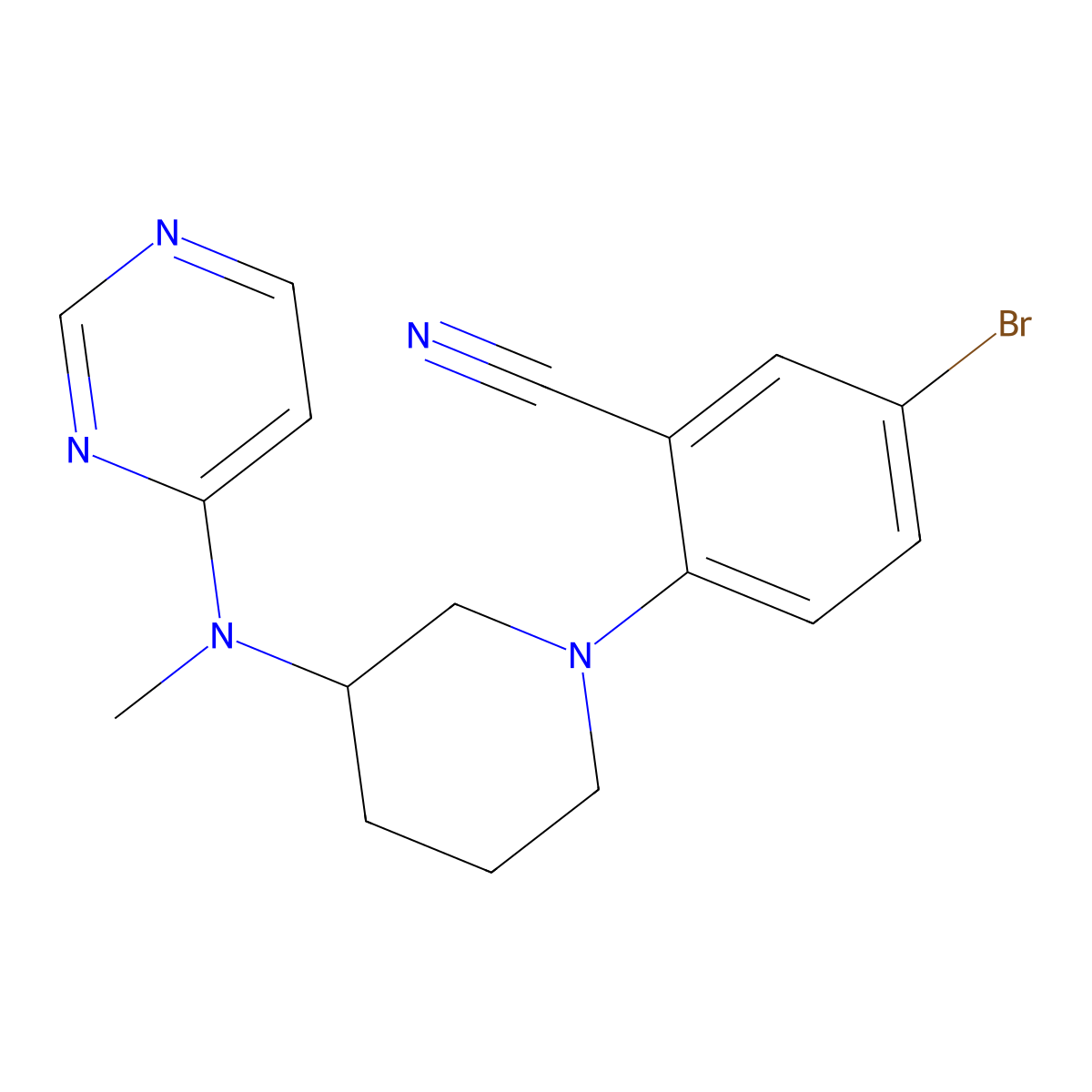 5-Bromo-2-{3-[methyl(pyrimidin-4-yl)amino]piperidin-1-yl}benzonitrile molecular structure, CAS 3054605-83-0