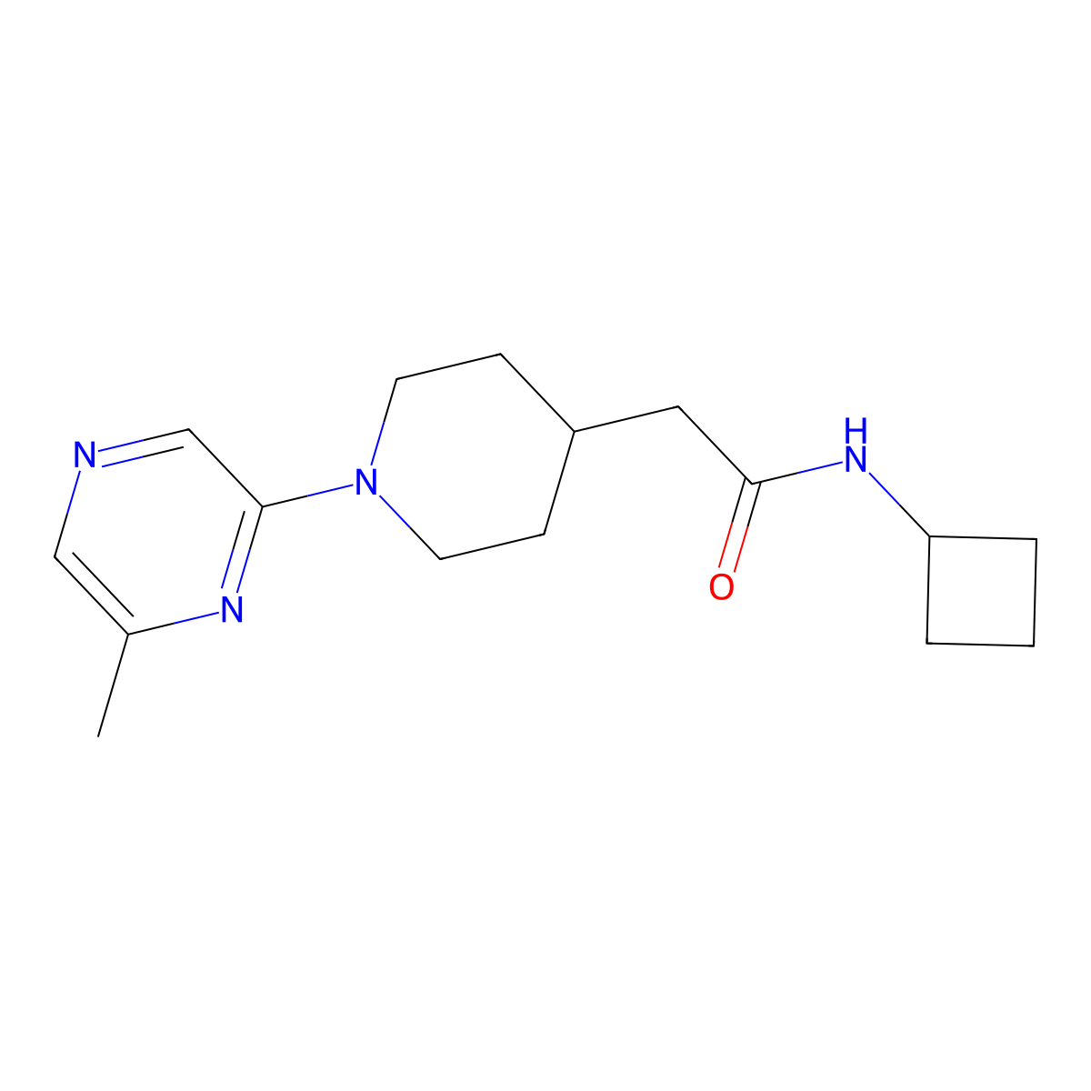 N-cyclobutyl-2-[1-(6-methylpyrazin-2-yl)piperidin-4-yl]acetamide molecular structure, CAS 3054605-84-1