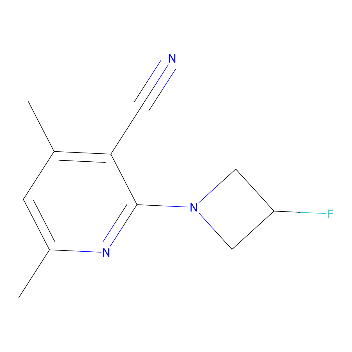 2-(3-Fluoroazetidin-1-yl)-4,6-dimethylpyridine-3-carbonitrile molecular structure, CAS 3054605-93-2