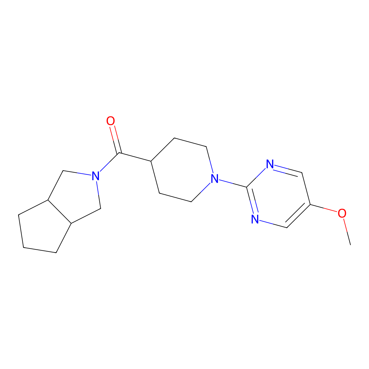 5-Methoxy-2-(4-{octahydrocyclopenta[c]pyrrole-2-carbonyl}piperidin-1-yl)pyrimidine molecular structure, CAS 3054605-94-3