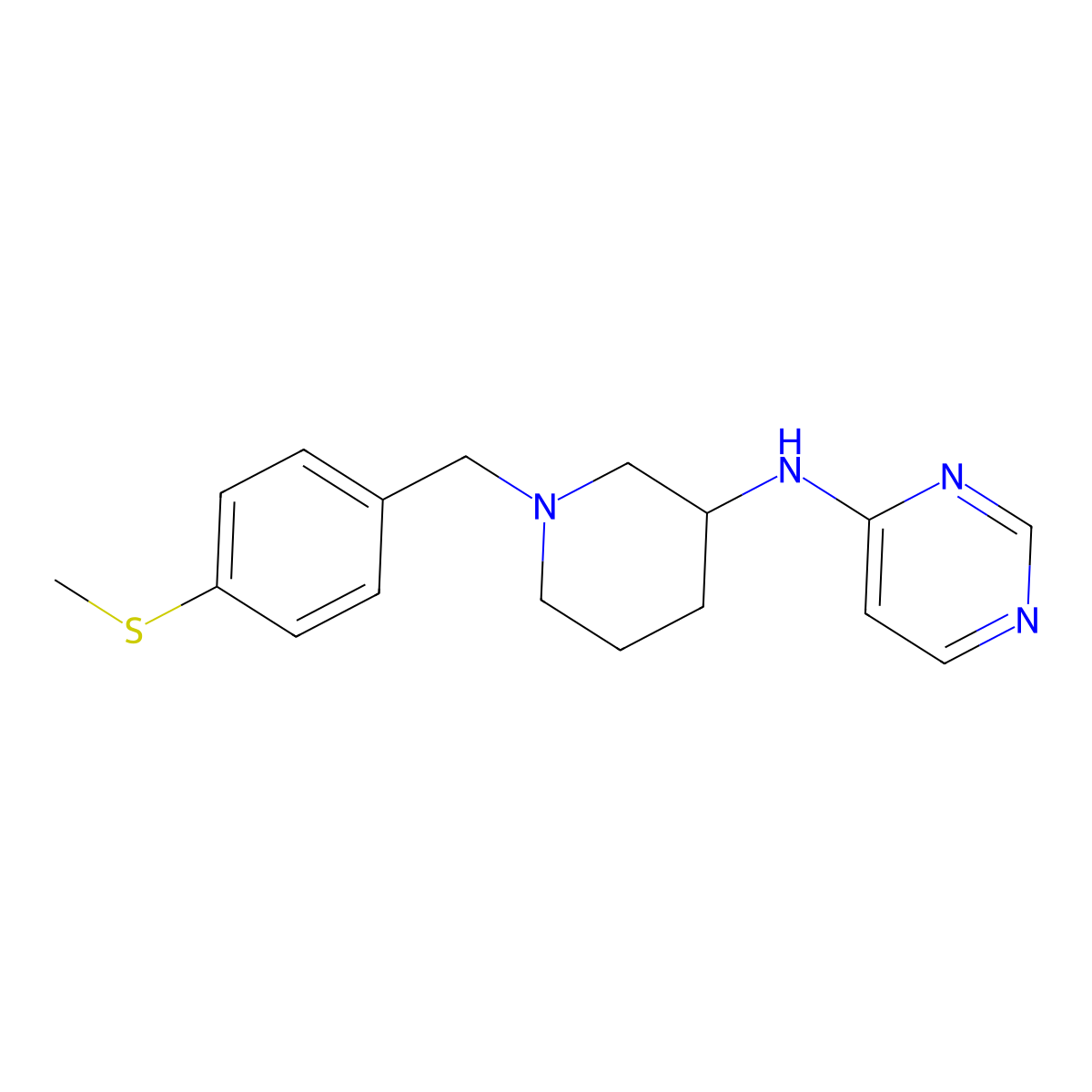 N-(1-{[4-(methylsulfanyl)phenyl]methyl}piperidin-3-yl)pyrimidin-4-amine molecular structure, CAS 3054605-95-4