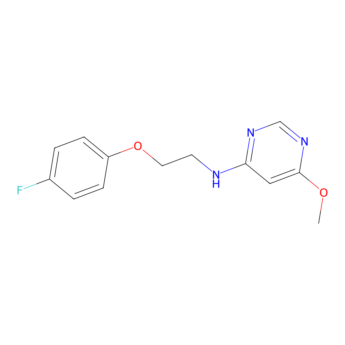 N-[2-(4-fluorophenoxy)ethyl]-6-methoxypyrimidin-4-amine molecular structure, CAS 3054605-98-7