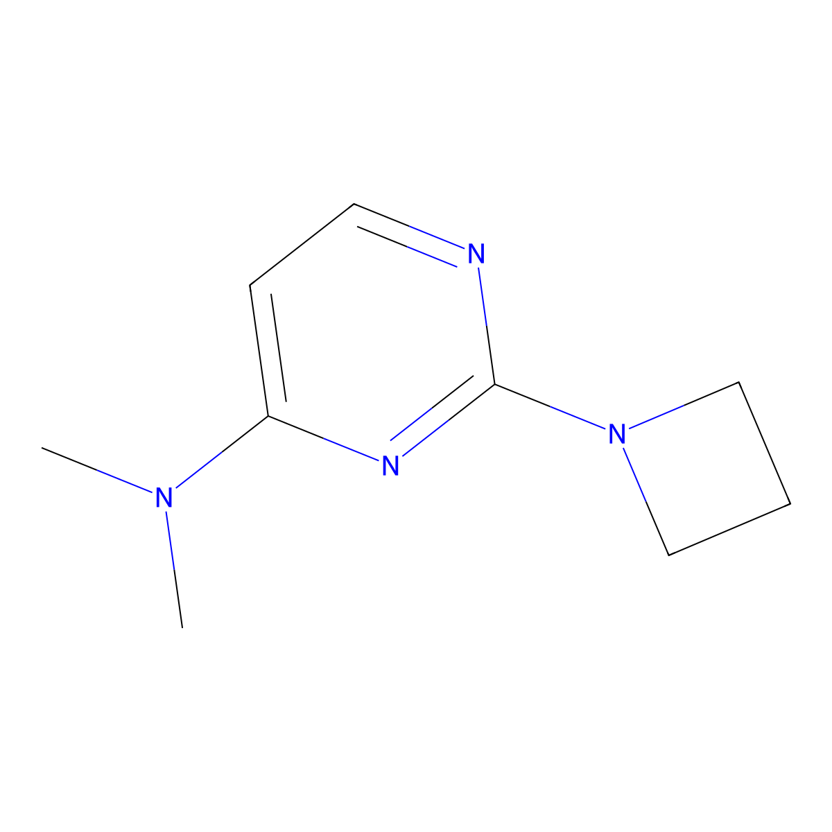 2-(azetidin-1-yl)-N,N-dimethylpyrimidin-4-amine molecular structure, CAS 3054605-99-8
