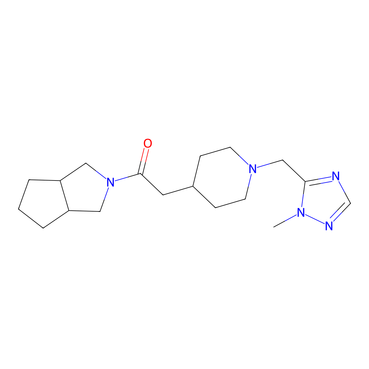 2-{1-[(1-methyl-1H-1,2,4-triazol-5-yl)methyl]piperidin-4-yl}-1-{octahydrocyclopenta[c]pyrrol-2-yl}ethan-1-one molecular structure, CAS 3054606-04-8
