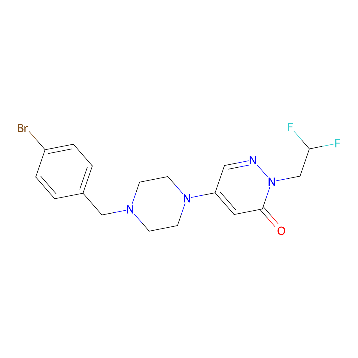 5-{4-[(4-Bromophenyl)methyl]piperazin-1-yl}-2-(2,2-difluoroethyl)-2,3-dihydropyridazin-3-one molecular structure, CAS 3054606-05-9
