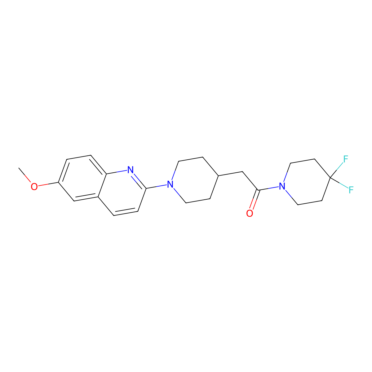 1-(4,4-Difluoropiperidin-1-yl)-2-[1-(6-methoxyquinolin-2-yl)piperidin-4-yl]ethan-1-one molecular structure, CAS 3054606-18-4
